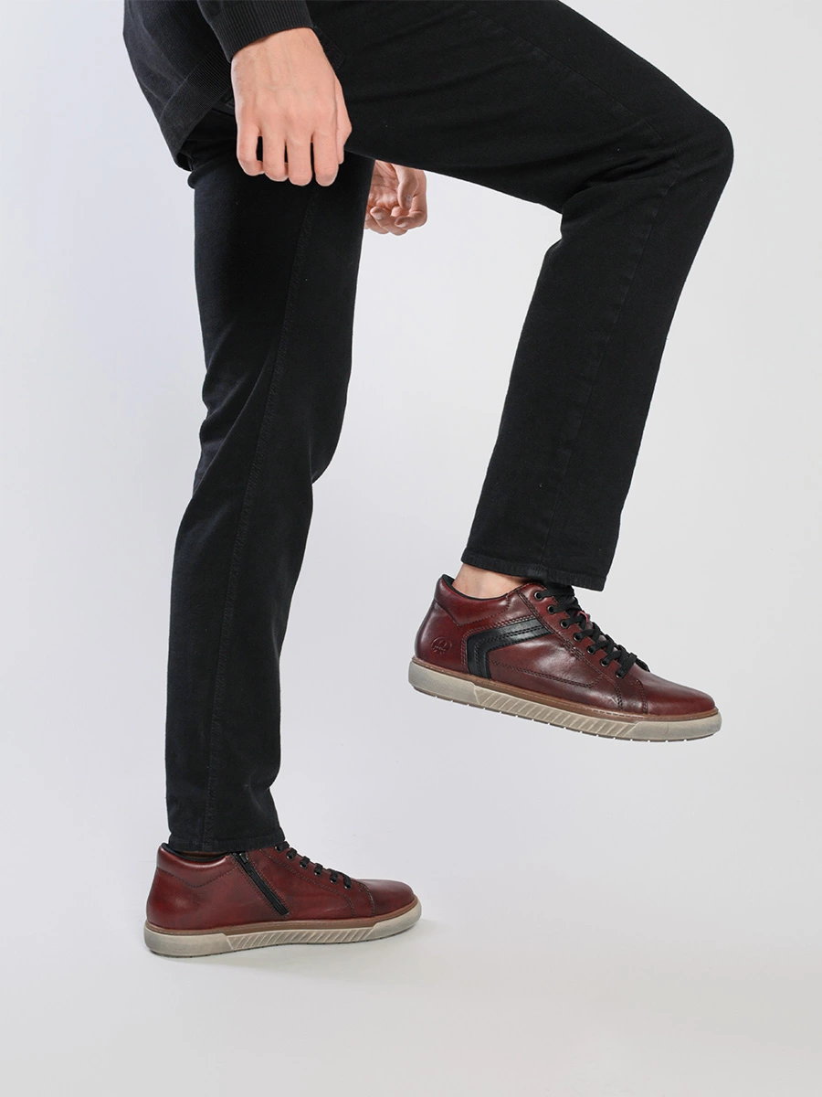 Ботинки-дерби бордового цвета со шнуровкой и молнией